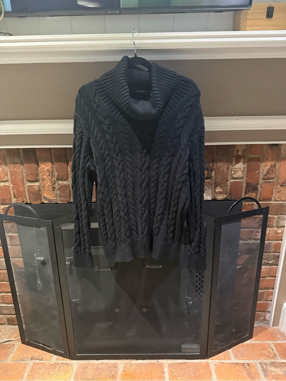 Lauren Ralph Lauren Shawl Collar Cable Knit Pullover Sweater Size XL